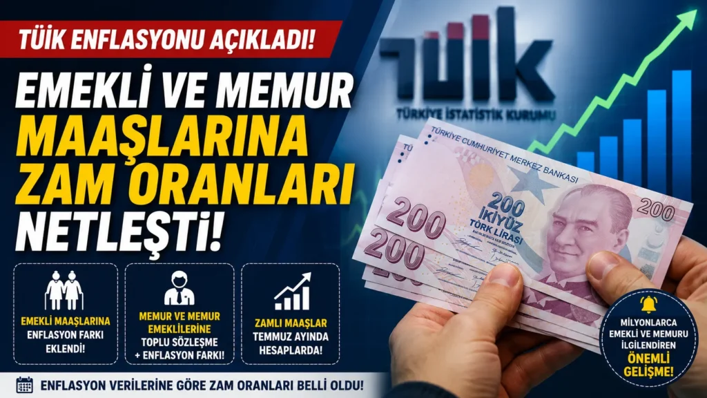 TÜİK Haziran Enflasyonunu Açıkladı: Emekli ve Memur Maaşlarına Zam Oranları Netleşti